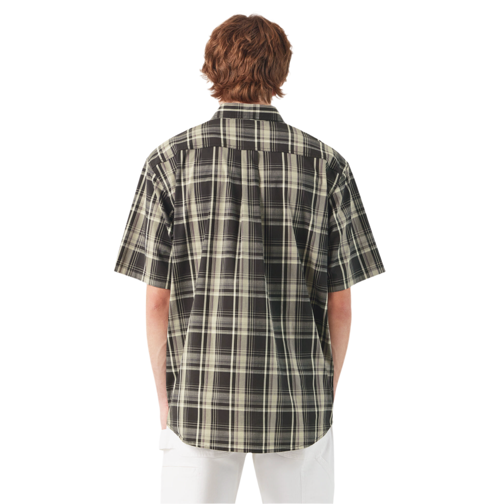 Short Sleeve Plaid Poplin Shirt Black