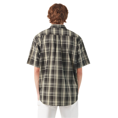 Short Sleeve Plaid Poplin Shirt Black