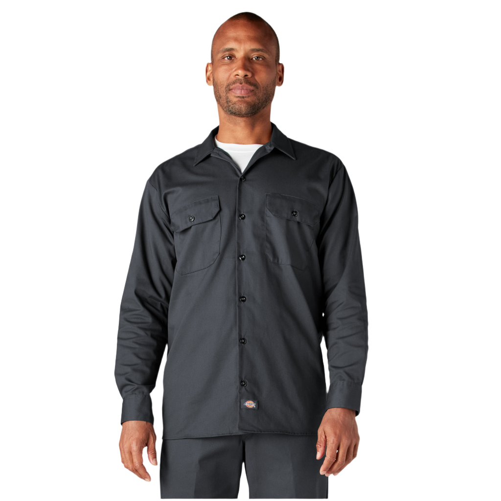 Long Sleeve Flex Twill Work Shirt Charcoal