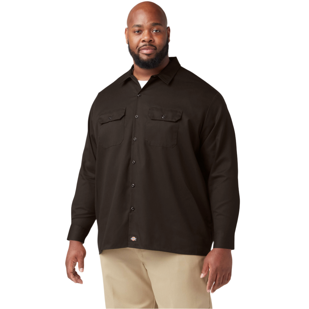 Long Sleeve Flex Twill Work Shirt Dark Brown