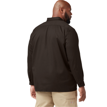 Long Sleeve Flex Twill Work Shirt Dark Brown