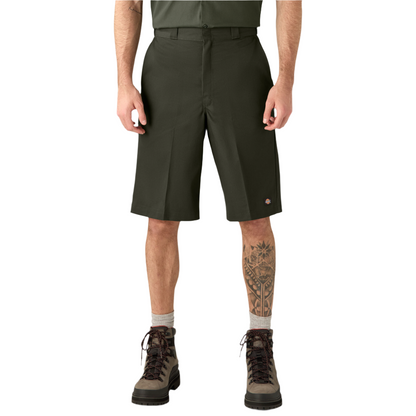 Loose Fit 13" Work Shorts Olive Green