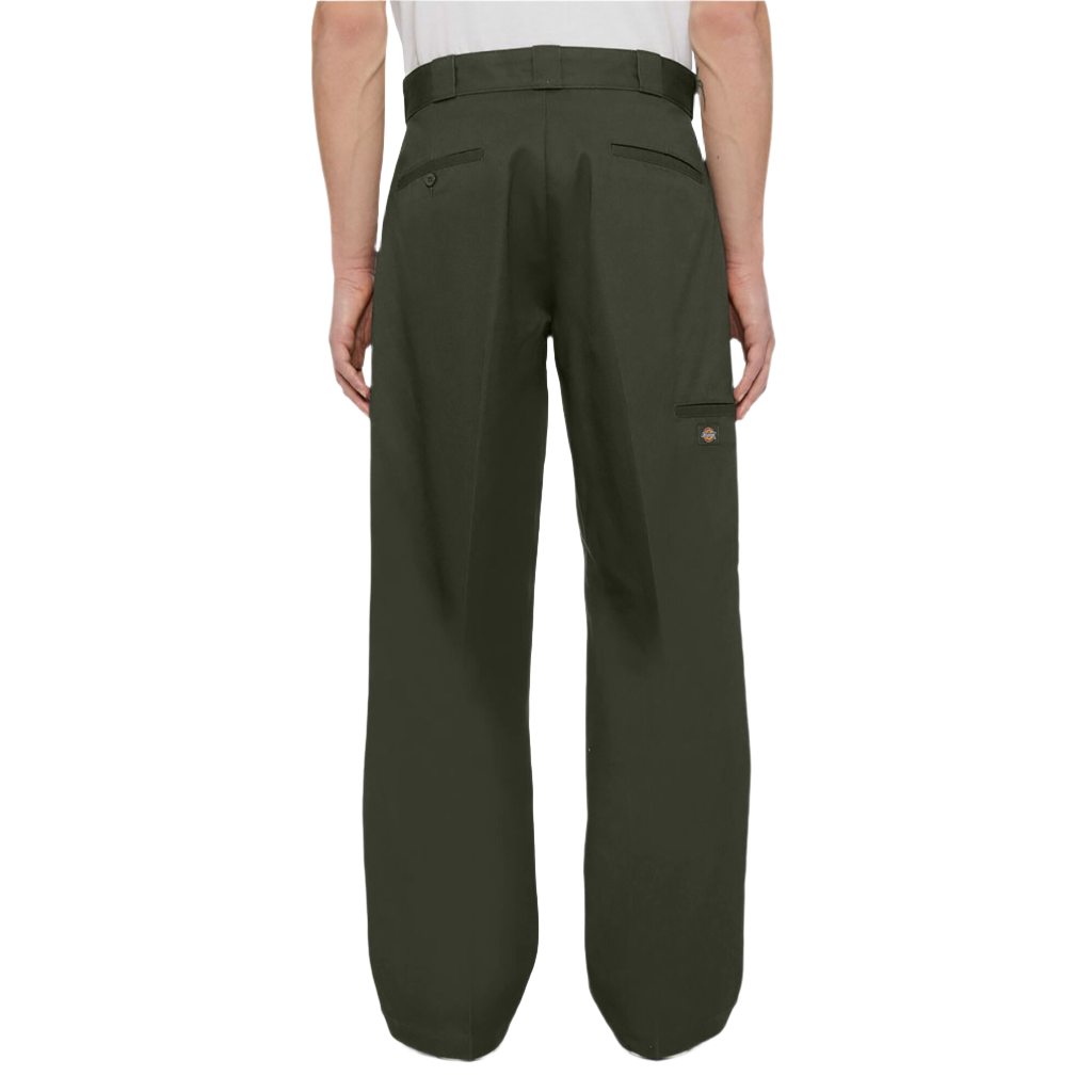 Loose Fit Double Knee Work Pants Olive Green