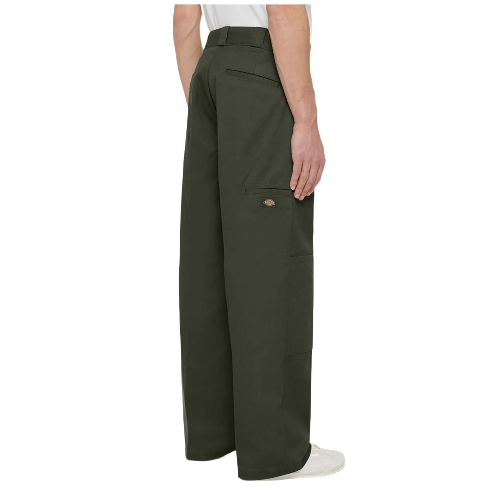 Loose Fit Double Knee Work Pants Olive Green