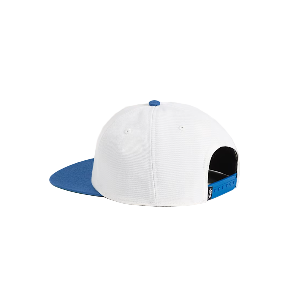 White and blue cap on a white background