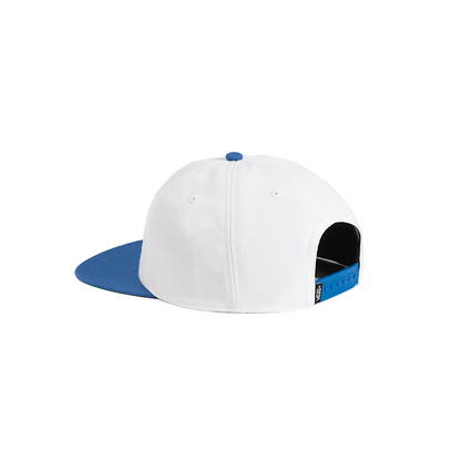 White and blue cap on a white background