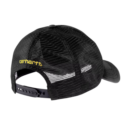 Black mesh cap with Carhartt logo on a white background