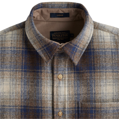 Lodge Shirt Blue/Taupe Mix  Plaid 24'