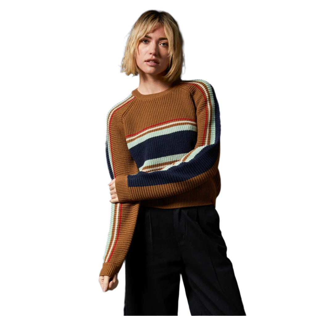 Racing Stripe Crew Sweater Washed Copper