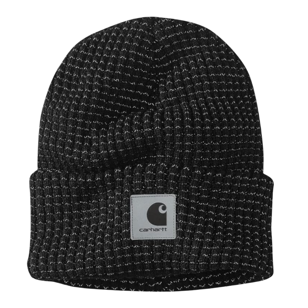 Reflective Knit Cuffed Beanie Black