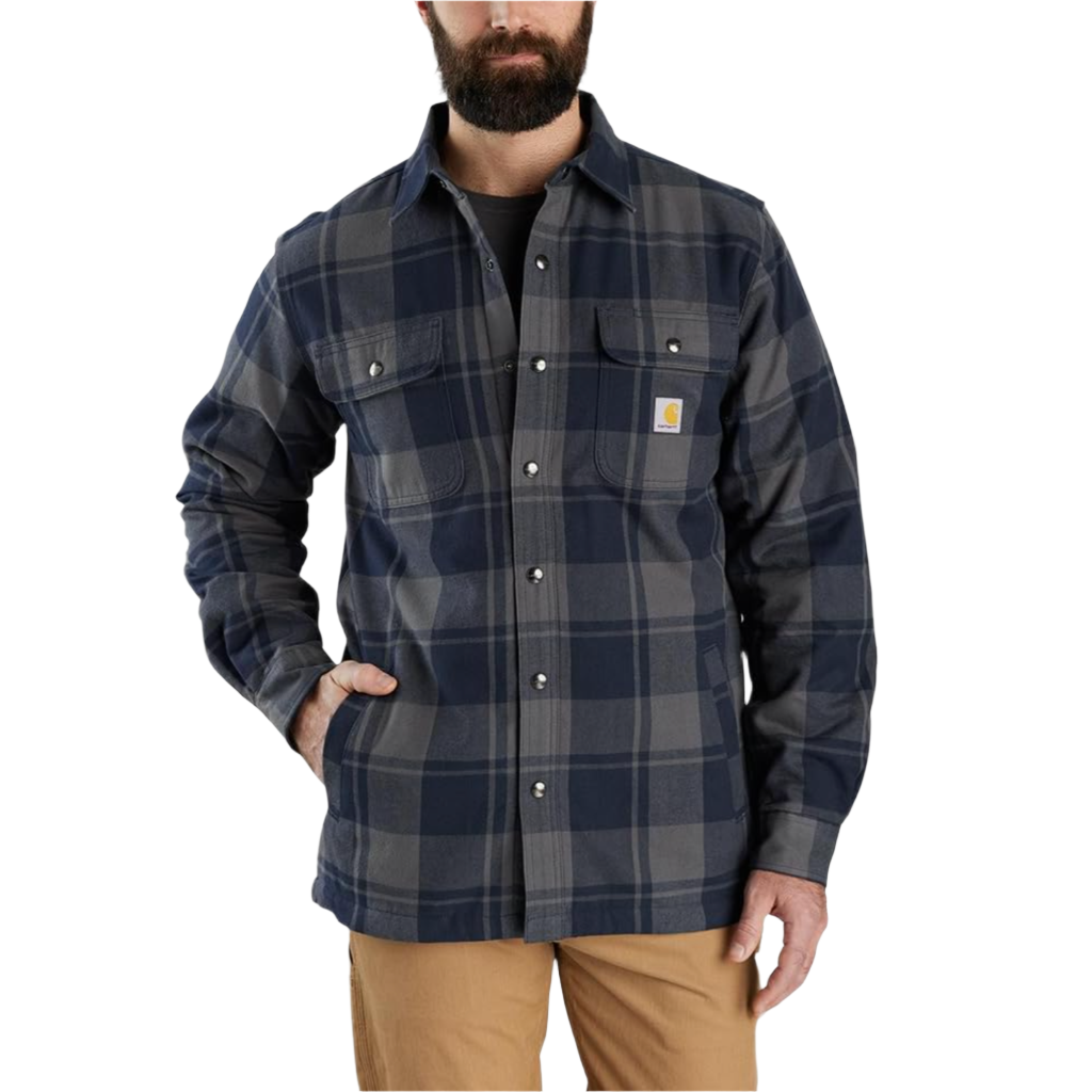 Flannel Sherpa Lined Shirt Jacket Navy