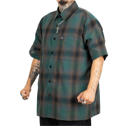 FB County Short Sleeve Checker Flannel Shirt Black/Green