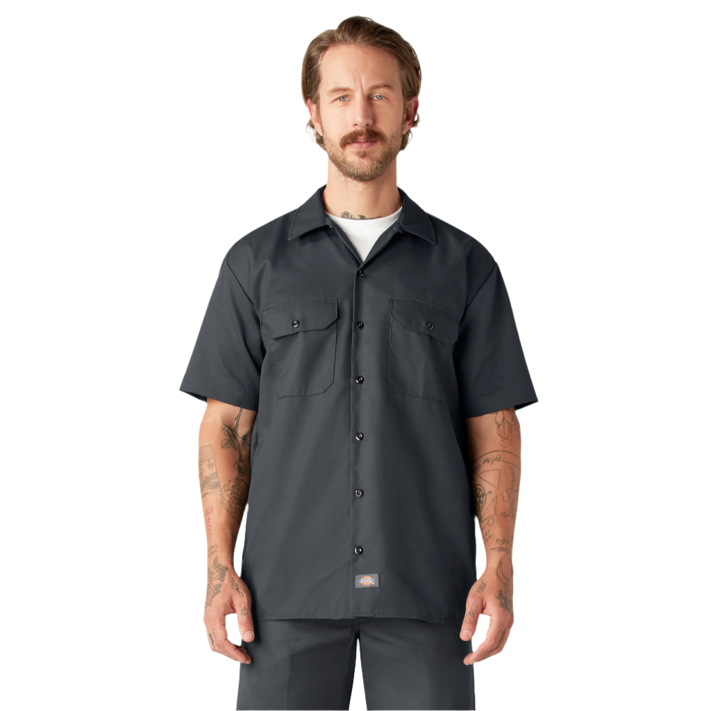 Short Sleeve Flex Twill Work Shirt Charcoal