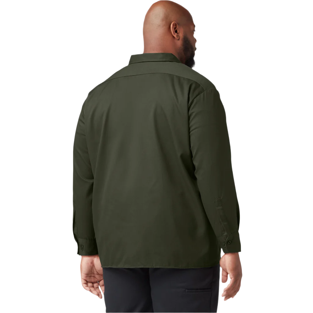 Long Sleeve Flex Twill Work Shirt Olive Green