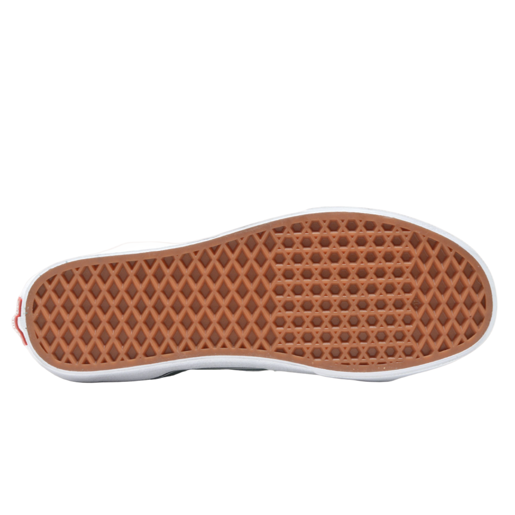 Brown sole of a shoe with white sole on a white background