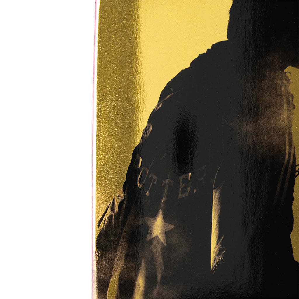 Dark silhouette of a character with 'Potter' text on a gold background