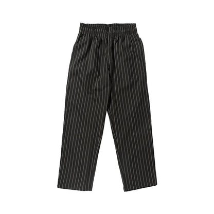 Black pinstripe pants on a white background
