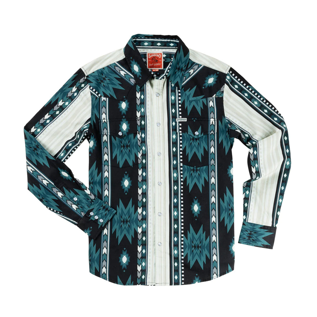 The Wyatt Pearl Snap Long Sleeve Serape Shirt Oasis