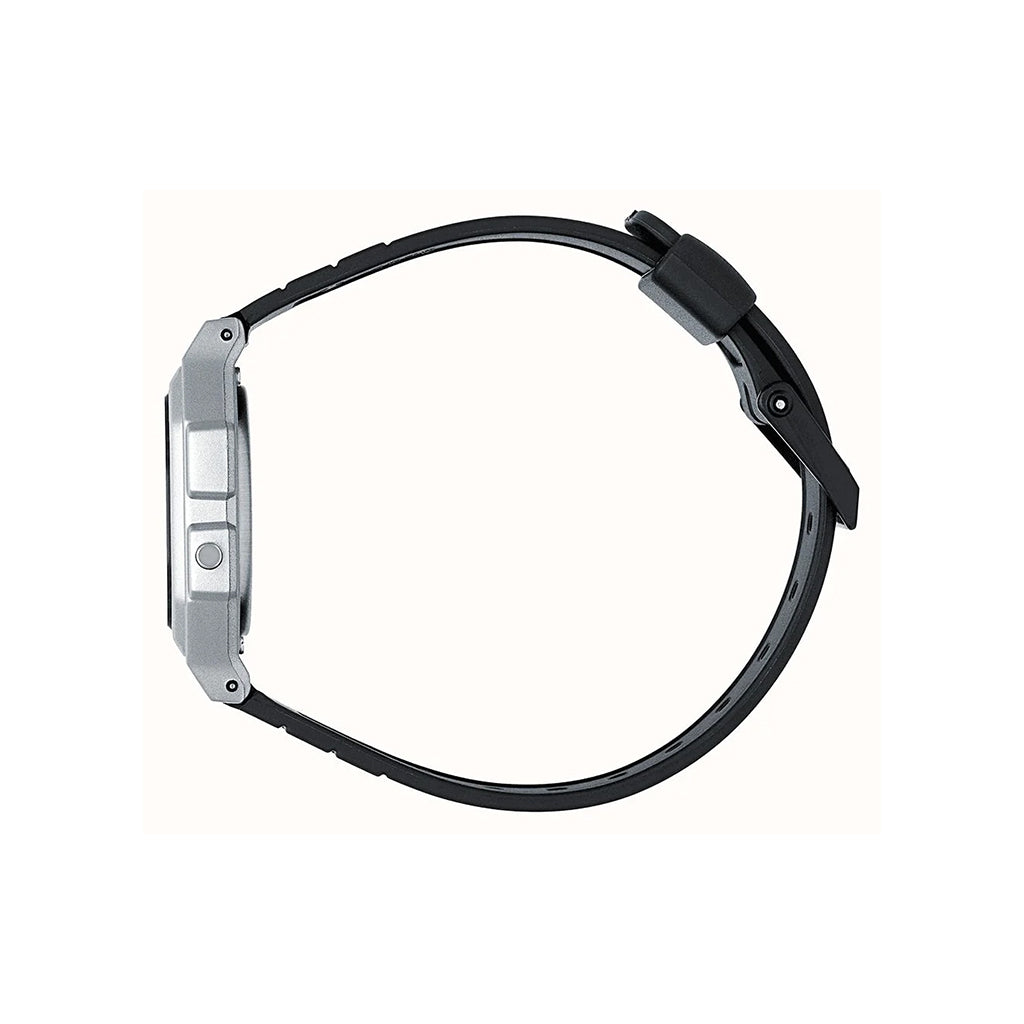 Black watch strap on a white background
