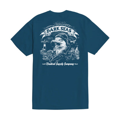 Navy blue t-shirt with a graphic design on the back featuring an eagle and text.