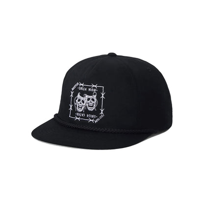 Black cap with white skull design on a white background