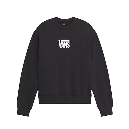 Black crewneck with white Vans script in the middle 