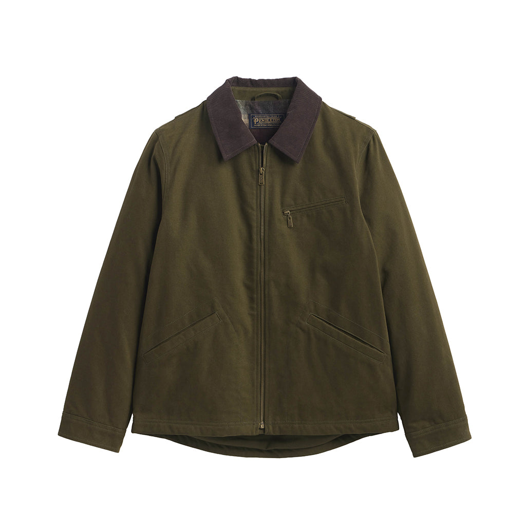 Green jacket with a collar on a white background
