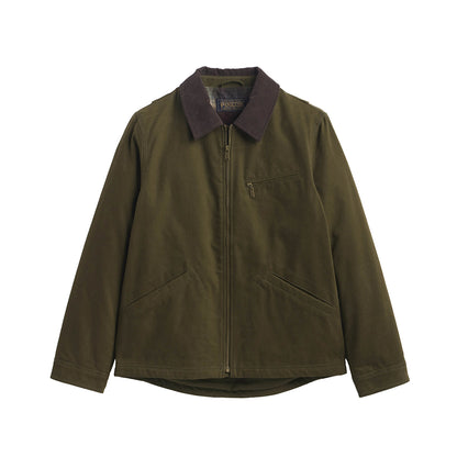 Green jacket with a collar on a white background