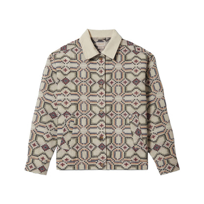 Patterned shirt with a collar on a white background