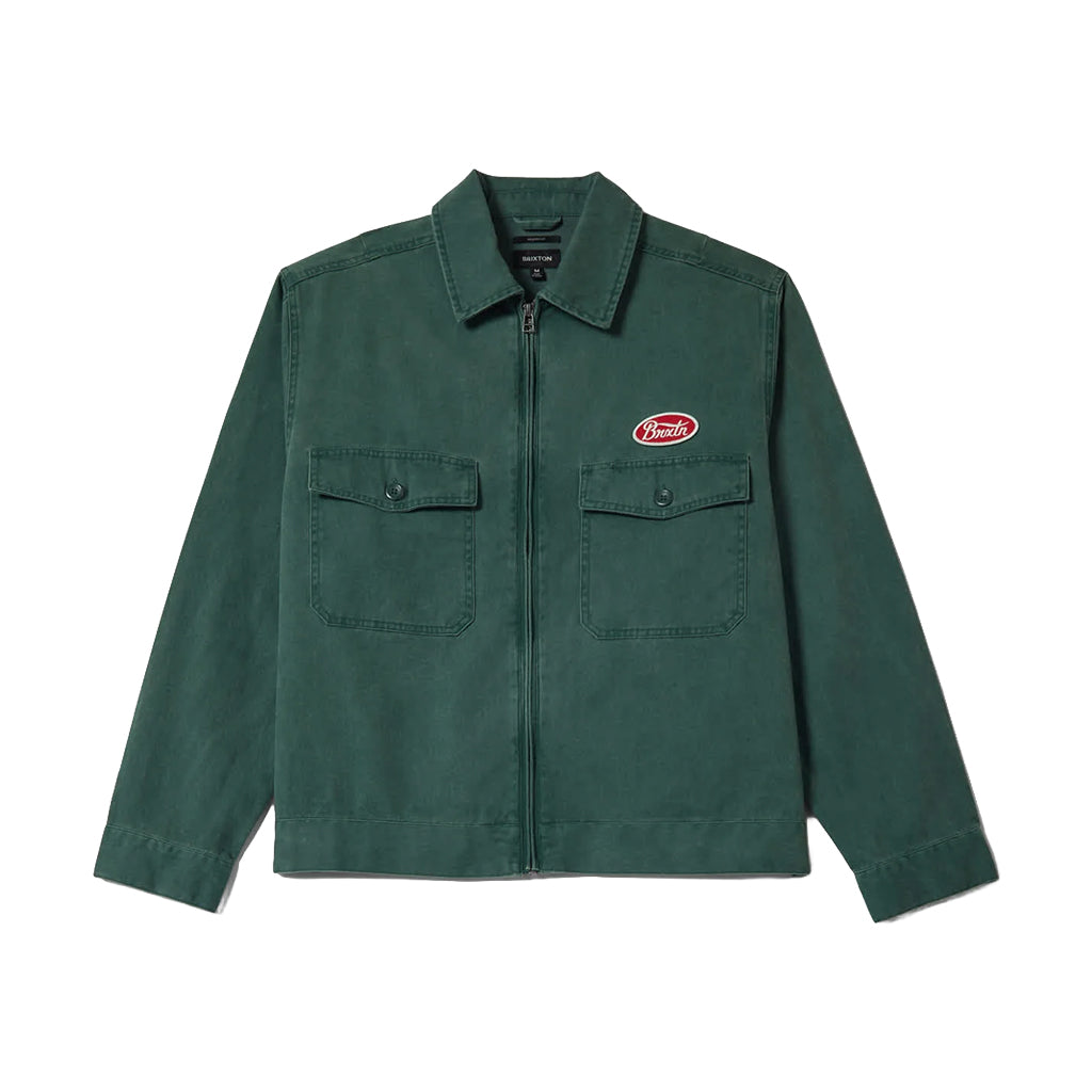 Green jacket with a logo on a white background
