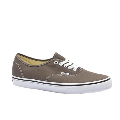 Brown sneaker with white laces on a white background
