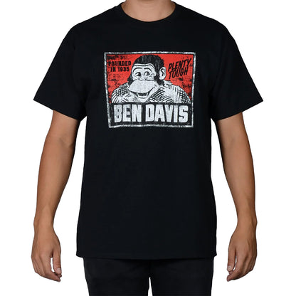 Black t-shirt with Ben Davis graphic design on a white background