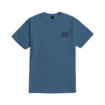 Blue t-shirt with 'Dark Seas' logo on a white background