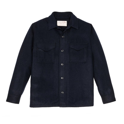 Dark Navy Wool Shirt jacket on a white background