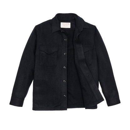 Dark Navy Wool Shirt jacket opened on a white background