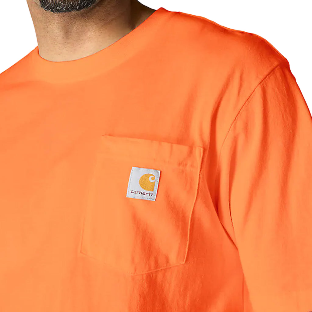 Orange shirt with Carhartt logo on a plain background