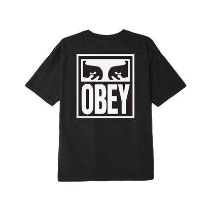 Black t-shirt with 'Obey' logo on the back against a white background