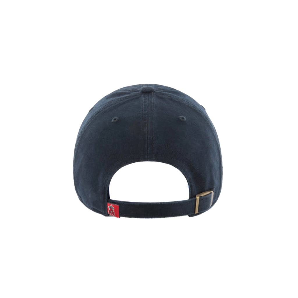 Navy blue cap with a small red and white logo on the back against a white background