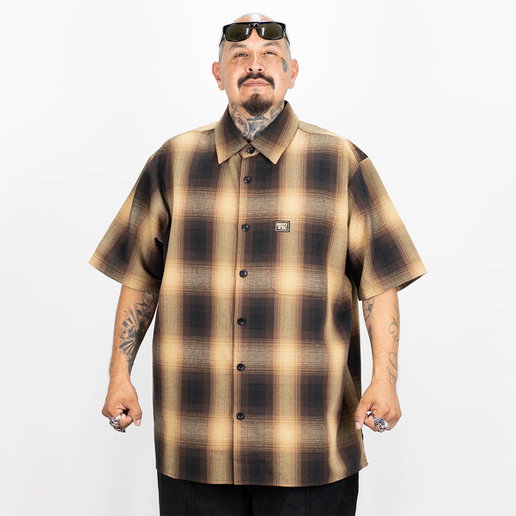 Short Sleeve Checker Flannel Black/Tan