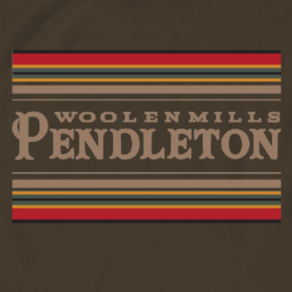Pendleton logo with striped design on a dark background