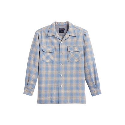 Plaid shirt with two front pockets on a white background