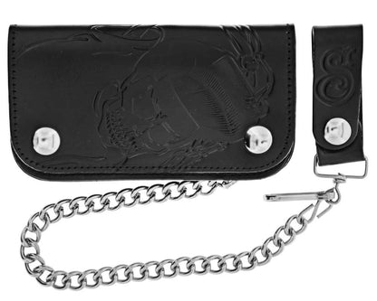 Skeleton Chained Biker Wallet Black