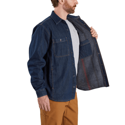 Denim Fleece Lined Snap-Front Shirt Jacket