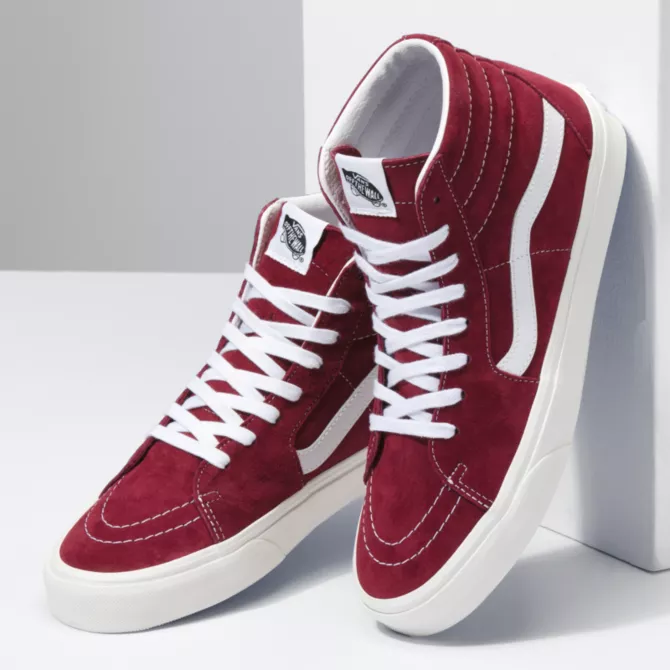 Vans Sk8 Hi Pig Suede Red Shoe Gunthers Supply And Goods