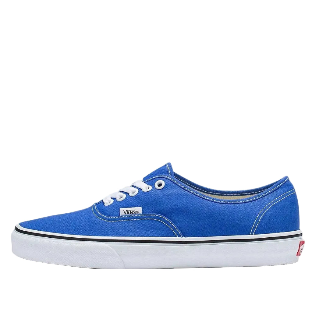 Blue sneaker with white sole on a white background