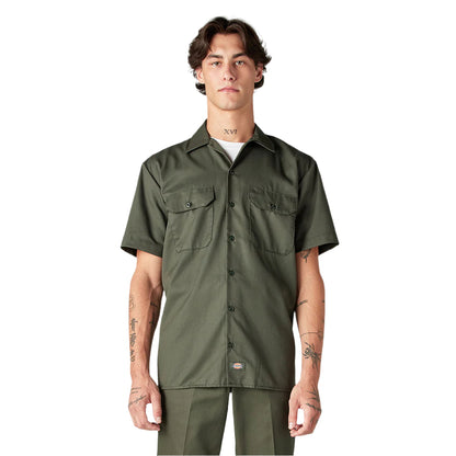 Short Sleeve Work Shirt Olive Green