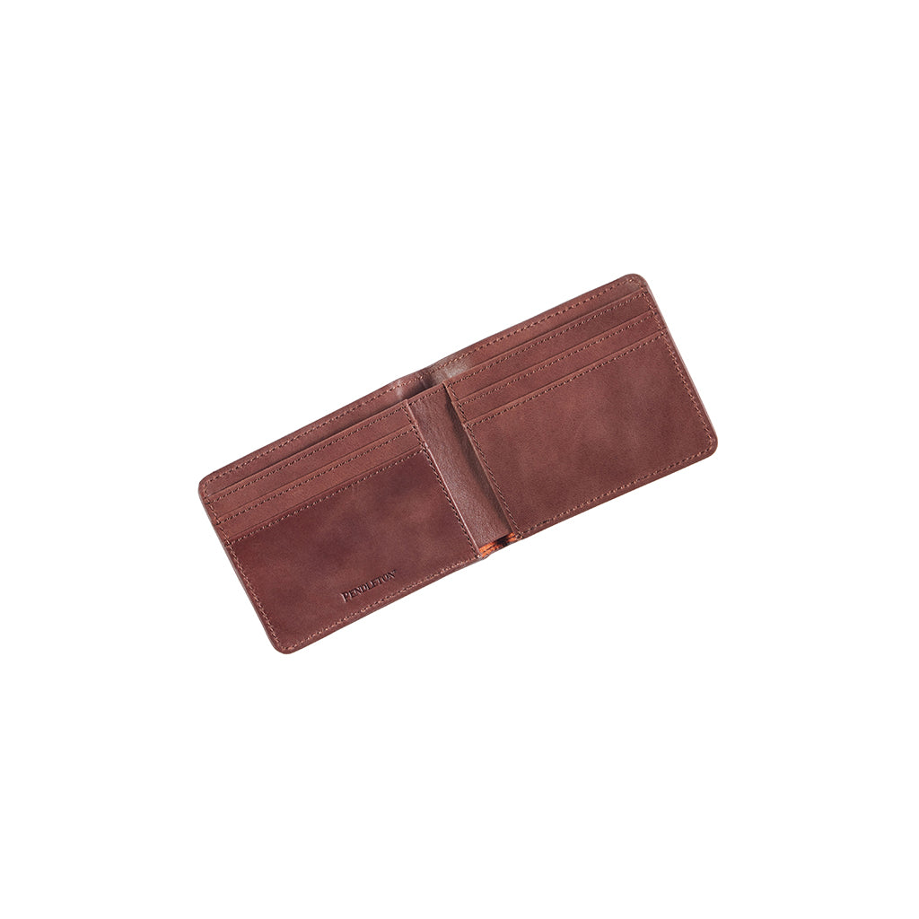 Brown leather wallet on a white background