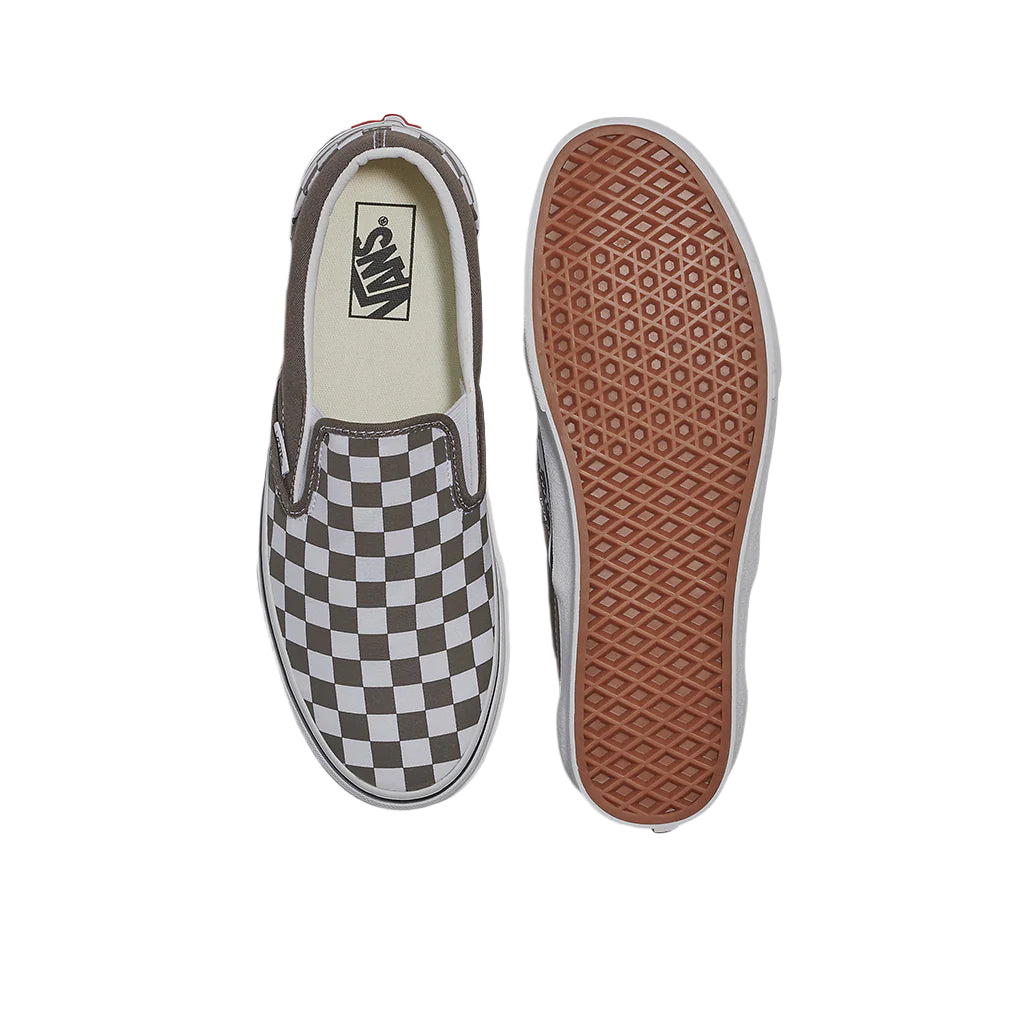 Vans slip-on sneaker with checkered pattern on a white background