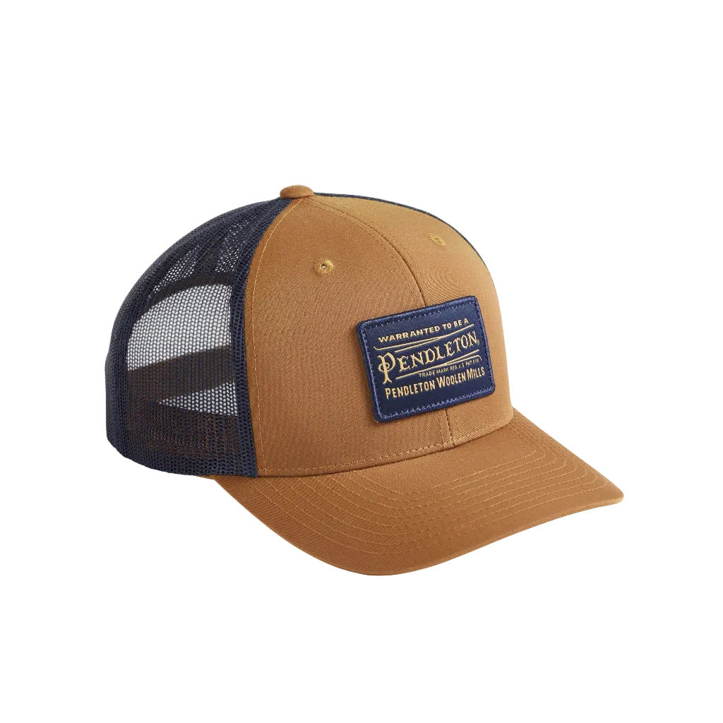 Brown and navy cap with Pendleton logo on a white background