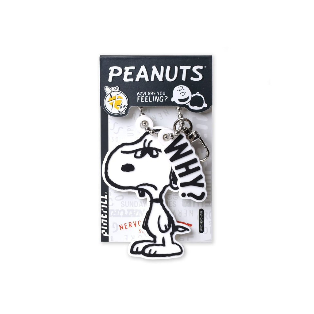 Peanuts-themed keychain with Snoopy on a white background
